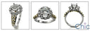 Engagement Two Tone 1 Ct Center in Halo Cubic Zirconia Cz Ring