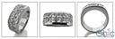 Mens 6.6 TCW Princess Invisible Set Cubic Zirconia CZ Wedding Band
