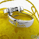 Mens Channel 3 Round Stone Cubic Zirconia CZ Wedding Band