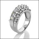 Anniversary 3.25 TCW Round Baguettes Cubic Zirconia Cz Ring
