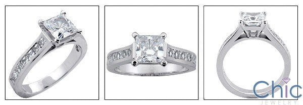 Engagement 1 Ct Princess Center Channel Princess Cubic Zirconia Cz Ring