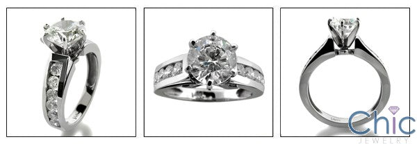 Engagement 1.5 Round Center Channel Cubic Zirconia Cz Ring