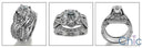 Matching Set 1.25 Round Center Pave Double Curved Cubic Zirconia Cz Ring
