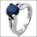 Anniversary 1.5 Oval Sapphire Blue Cubic Zirconia Cz Ring