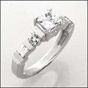Half Carat Princess Channel Cubic Zirconia Cz Engagement Ring 14K White Gold