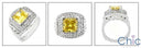 Estate 2.5 Princess Canary Double Pave Cubic Zirconia Cz Ring