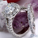 Matching Set 1.5 Round Center Halo Wedding Cubic Zirconia Cz Ring