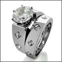 Matching Set 2 Round Center Suited Cubic Zirconia Cz Ring