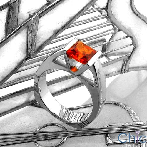 Anniversary Orange Princess Channel Cubic Zirconia Cz Ring