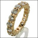 Eternity .20 Carat Each Round Cubic Zirconia Share Prong Available 14K Rose Yellow and White Gold  Total Carat  3.5 Wedding Band
