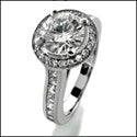 Engagement 1.1 round Center Halo Pave Ct Channel Princess Cubic Zirconia Cz Ring