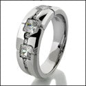 Mens .75 TCW Princess in Channel Cubic Zirconia CZ Wedding Band