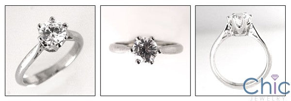 Solitaire 1 Ct Round Stone In Crown Prongs Cubic Zirconia Cz Ring