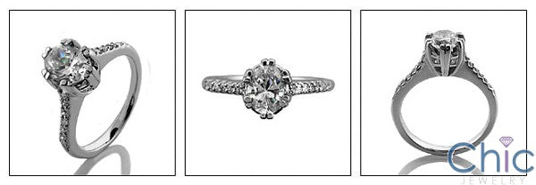 Engagement 1.5 Oval Center Pave set Shank Cubic Zirconia Cz Ring