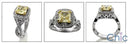 Estate 1.25 Light Canary Cushion Cubic Zirconia Cz Ring