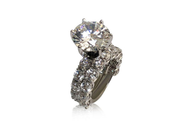 Round 6 Carat CZ Engagement ring with matching band