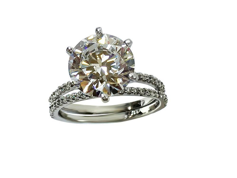 3 Carat Round High Quality Cubic Zirconia Matching Engagement Ring Set 14K White Gold