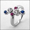 Fine Jewelry Sapphire Ruby Ct Diamond Bezels Cubic Zirconia Cz Ring