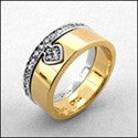 Wedding Two Tone Fitted Anniversary Cubic Zirconia CZ Band 