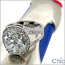 Oval 5 Ct Cubic Zirconia Center Pave Cz Sides 14k White Gold Engagement Ring