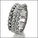 Wedding 7.5MM Wide  1.5 TCW Round Cubic Zirconia 14K White Gold Band