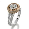 Engagement 1 Ct Round Center Rose Gold Top Pave Cubic Zirconia Cz Ring