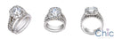 Matching Set 1.5 Round Center Halo Wedding Cubic Zirconia Cz Ring