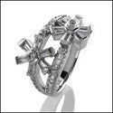 Anniversary 1.5 Ct Baguette Ct Round Flowers Cubic Zirconia Cz Ring