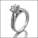Engagement 1 Ct Round 6 Prong Pave Cubic Zirconia Cz Ring