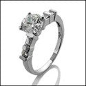 Engagement 1 Ct Round CZ Channel Baguettes Ct Round Cubic Zirconia Cz Ring