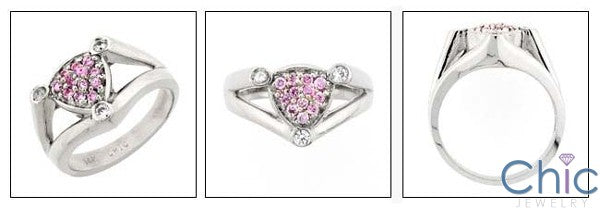 Fine Jewelry 0.25 Pink Round in Pave Cubic Zirconia Cz Ring