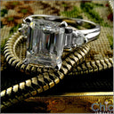 Engagement Emerald 2 Ct Center Baguettes in Channel Cubic Zirconia Cz Ring