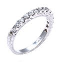 Hand Engraved .50 TCW Round Cubic Zirconia Wedding Band Solid 14K White Gold