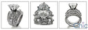 High Quality Cubic Zirconia 6 Carat Oval Stone Hand Engraved Shank Matching Ring Set