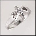 Fine Jewelry 0.30 Round Cnewter in Flower Prongs Cubic Zirconia Cz Ring
