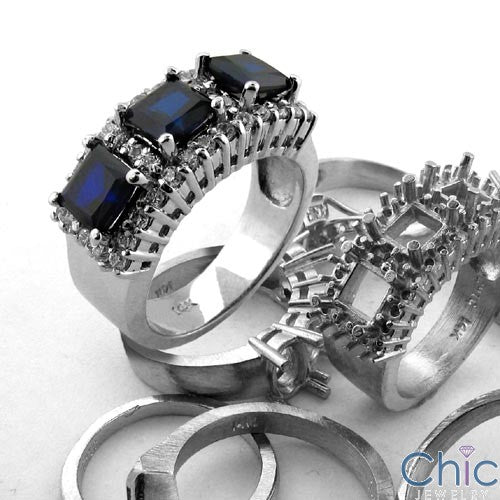Anniversary Princess Sapphire CZ Diamond Cubic Zirconia Cz Ring