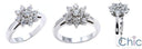 1.25 TCW Round Stone Flower Cubic Zirconia 14k White Gold Ring