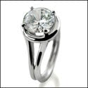 Solitaire Round 1.5 Ct Split Shank Cubic Zirconia Cz Ring