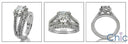 Matching Set 1.5 Ct Asscher Cubic Zirconia  Split Shank Pave Engagement Ring 14K White Gold