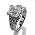 Estate 3 Ct Emerald Antique Style Milligree Ct Pave Cubic Zirconia Cz Ring