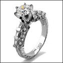 Engagement Round 1 Ct 6 Prong Tapered Channel Engraved Shank Cubic Zirconia Cz Ring