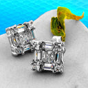 Princess Baguette Round Prong Cubic Zirconia CZ Earrings