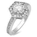 Engagement 0.75 Round Center Pave Set Cubic Zirconia Cz Ring