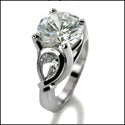 3 Stone 2.25 Round Pear Shape Cubic Zirconia Cz Ring