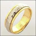 Mens Two Tone Gold Wedding Hammered Band