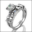Matching Set 1 Ct Round 4 Prong Channel Cubic Zirconia Cz Ring