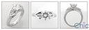 High Quality 1 Carat Center Cubic Zirconia 3 Stone Ring 14K White Gold