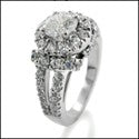 Engagement 1 Ct Round Cubic Zirconia Center Crown Design All Pave 14K White Gold Ring