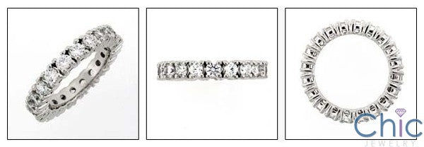 Eternity Cubic Zirconia Round Stone 2  Carat Total 14k White Gold Band