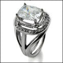 Anniversary Radiant Cushion 3 Ct Double Pave Cubic Zirconia Cz Ring